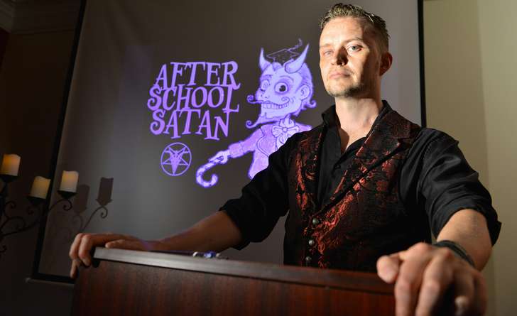 Doug Mesner, who goes by the professional name Lucien Greaves, is co-founder and spokesman for the Satanic Temple, a group of political activists who are seeking to establish After School Satan Clubs as a counterpart to fundamentalist Christian Good News Clubs, which they see as an attempt to infiltrate public education and erode the constitutional separation of church and state. (Josh Reynolds/For The Washington Post)